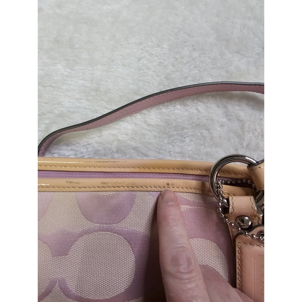 Vintage Pink Coach Signature Optic Leah Shoulder Tote Bag - Picture 14 of 14